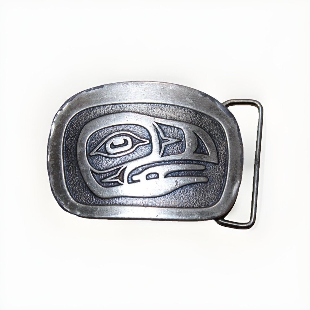 Vtg Indiana Metal Craft Jim Schoppert Raven Western Silver ToneBelt Buckle 1977 - Picture 5 of 5